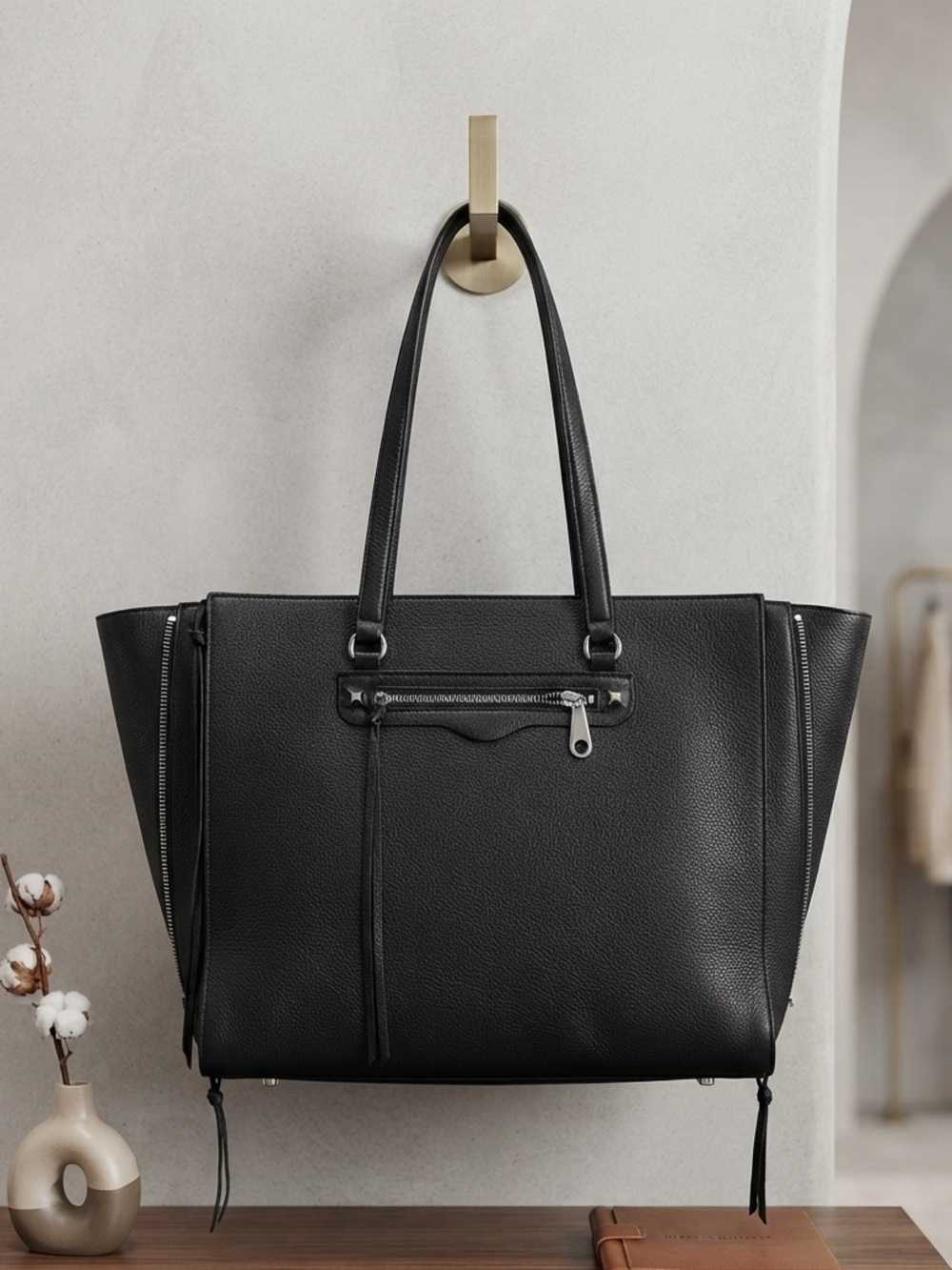 Rebecca Minkoff Always on Side Zip Regan Tote Laptop Bag Expandable Zip Gussets